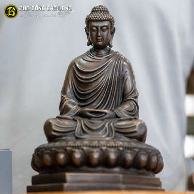 Tượng Phật Thích Ca Bằng Đồng 22cm Màu Trầm Cổ