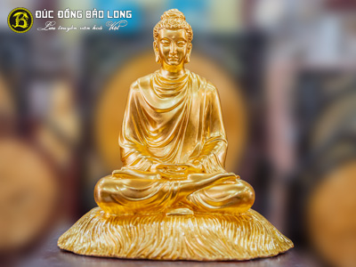 Tượng Phật Thích Ca Bằng Đồng Dát Vàng 9999 Cao 29cm