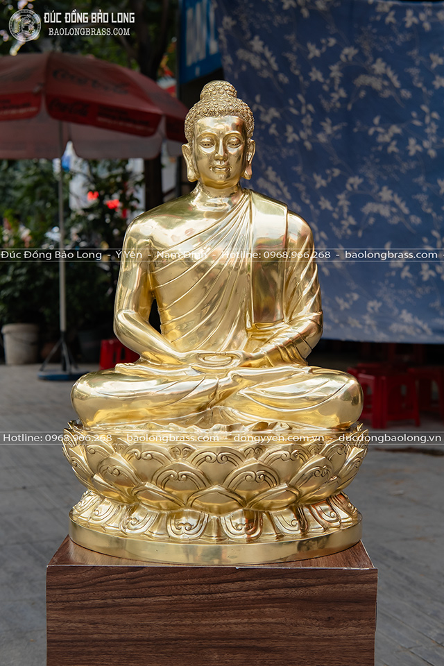 Tượng Phật Thích Ca Ngồi Đài Sen Bằng Đồng Catut Cao 62Cm
