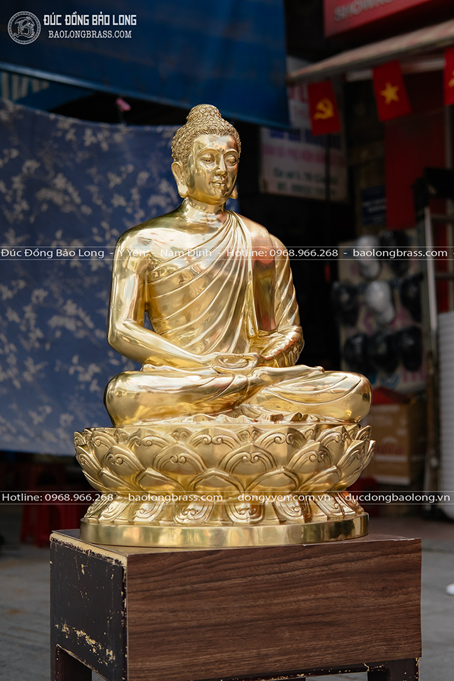 Tượng Phật Thích Ca Ngồi Đài Sen Bằng Đồng Catut Cao 62Cm
