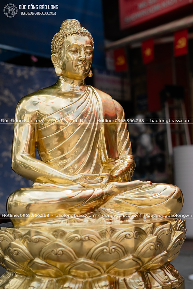 Tượng Phật Thích Ca Ngồi Đài Sen Bằng Đồng Catut Cao 62Cm