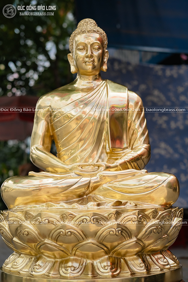 Tượng Phật Thích Ca Ngồi Đài Sen Bằng Đồng Catut Cao 62Cm