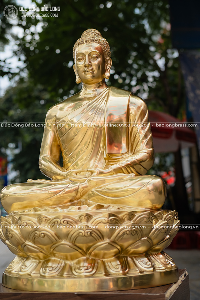 Tượng Phật Thích Ca Ngồi Đài Sen Bằng Đồng Catut Cao 62Cm