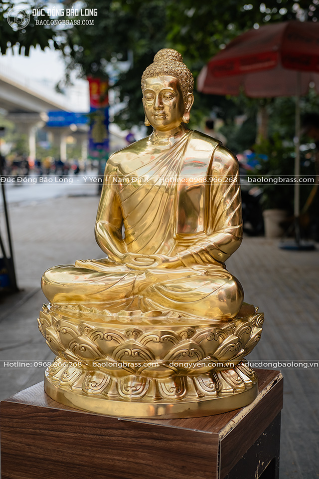 Tượng Phật Thích Ca Ngồi Đài Sen Bằng Đồng Catut Cao 62Cm