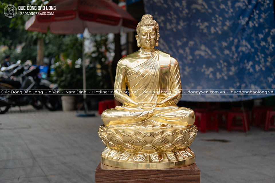 Tượng Phật Thích Ca Ngồi Đài Sen Bằng Đồng Catut Cao 62Cm