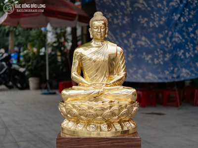 Tượng Phật Thích Ca Ngồi Đài Sen Bằng Đồng Catut Cao 62Cm