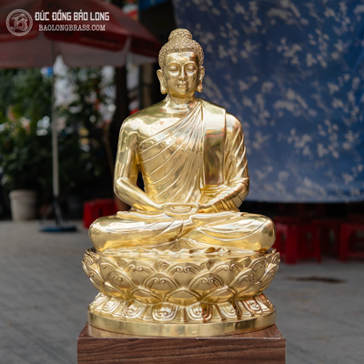 Tượng Phật Thích Ca Bằng Đồng Vàng Catut Cao 62Cm