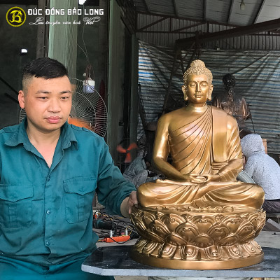 Tượng Phật Thích Ca Thiền Định Ấn Bằng Đồng Đỏ Cao 62cm