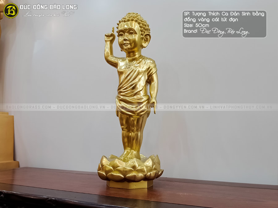tượng Phật Thích Ca Đản Sinh 50cm bằng đồng Catut