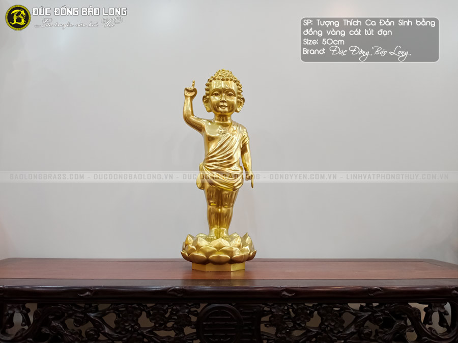 tượng Phật Thích Ca Đản Sinh 50cm bằng đồng Catut