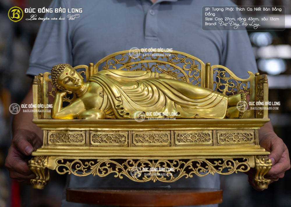 Tượng Phật Thích Ca Niết Bàn Cao 27cm Bằng Đồng