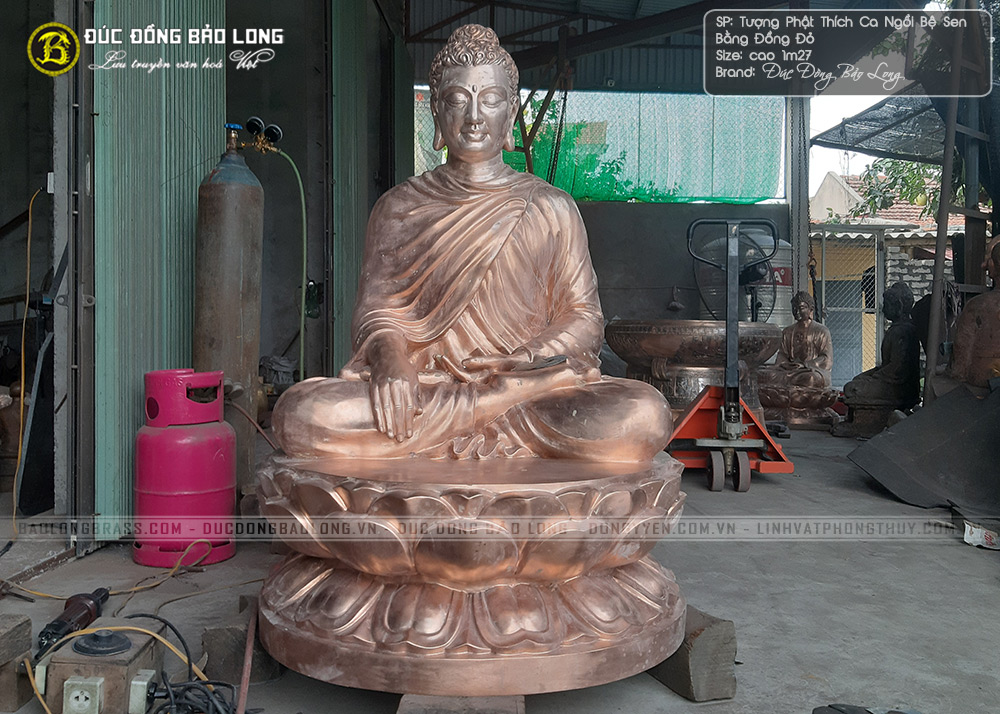 tượng Phật Thích Ca bằng đồng đỏ cao 1m27