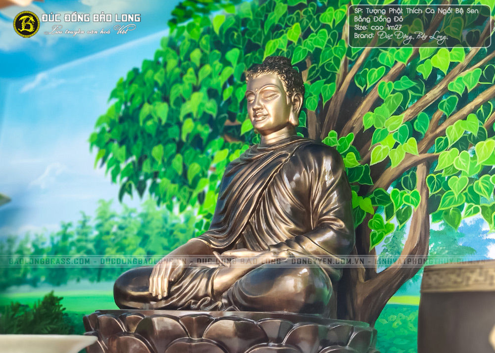 Tượng Phật Thích Ca Bằng Đồng Đỏ Cao 1m27