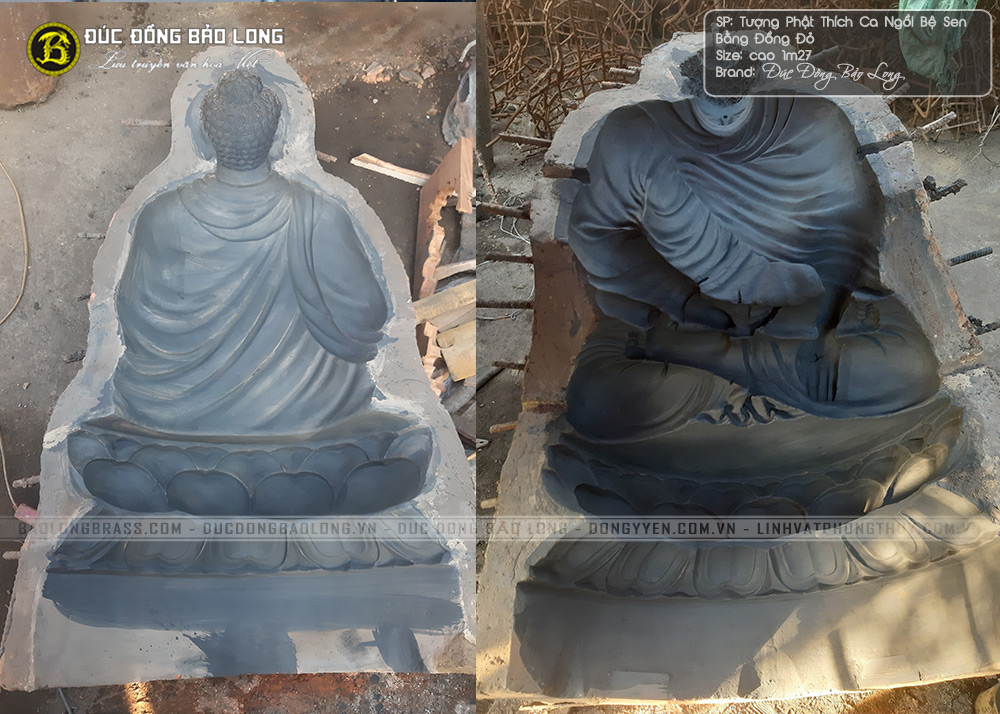 tượng Phật Thích Ca bằng đồng đỏ cao 1m27