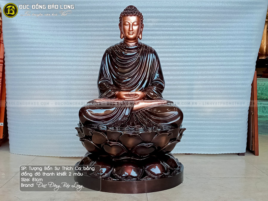 Tượng Phật Bổn Sư Thích Ca Mâu Ni Đồng Đỏ Cao 81cm 2 màu