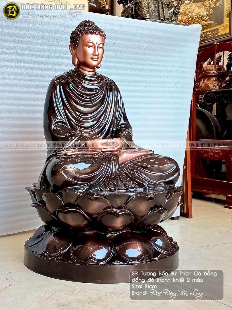 tượng Phật Thích Ca 81cm bằng đồng đỏ