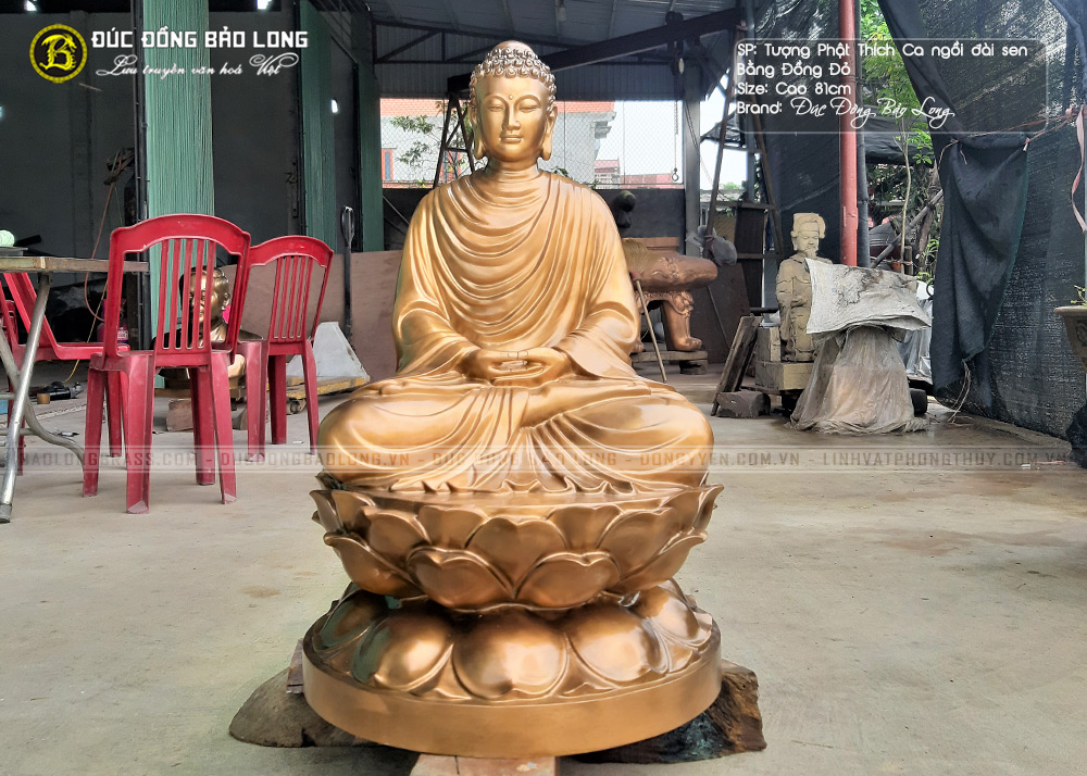 Tượng Phật Thích Ca bằng đồng đỏ cao 81cm