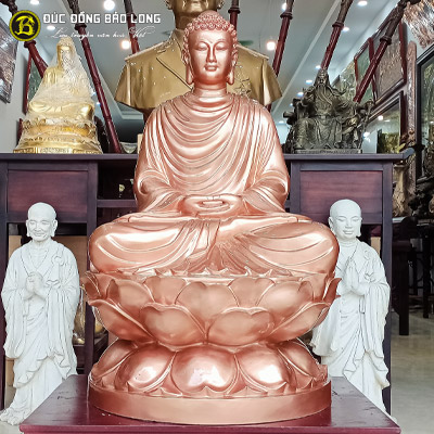 Tượng Phật Thích Ca Thiền Định Ấn Bằng Đồng Đỏ Cao 90cm