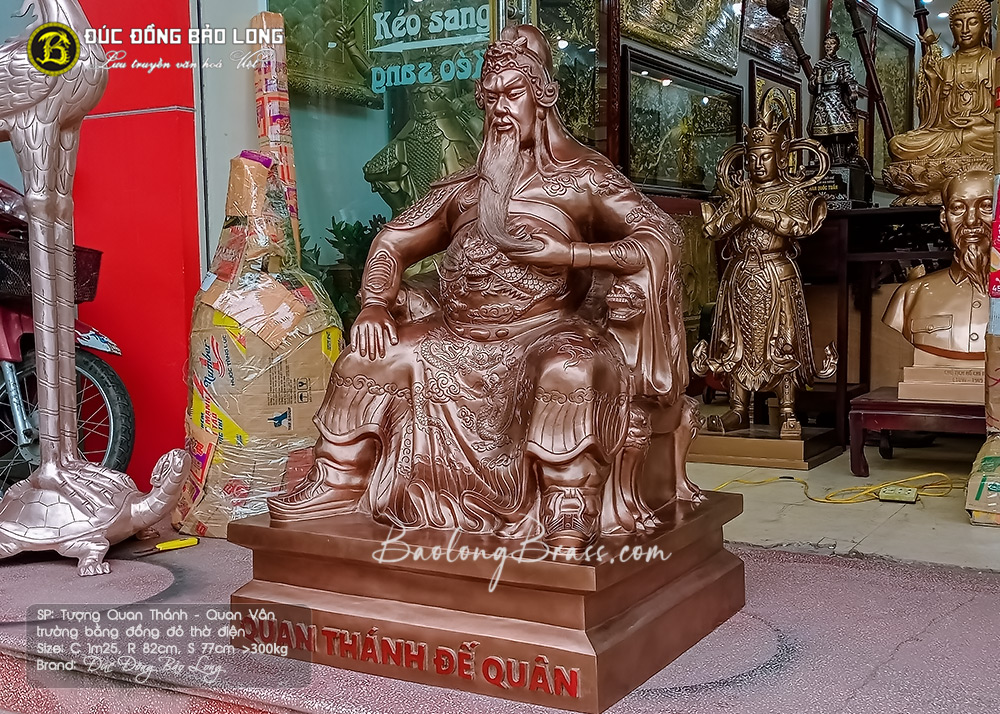 tượng quan thánh đế quân đồng đỏ cao 1m25