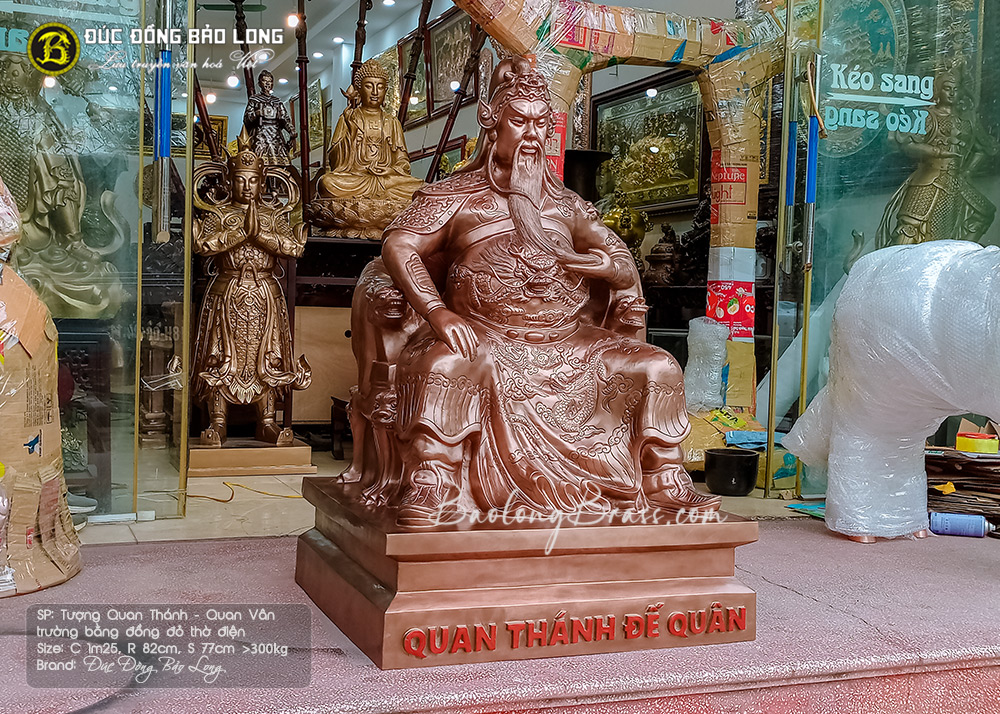 tượng quan thánh đế quân đồng đỏ cao 1m25