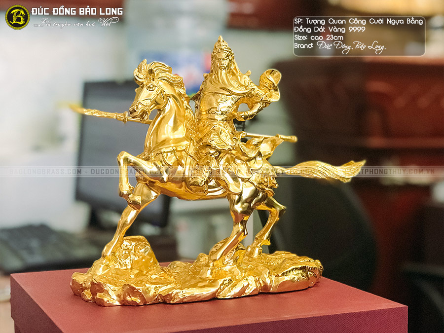 tượng quan công cưỡi ngựa bằng đồng dát vàng