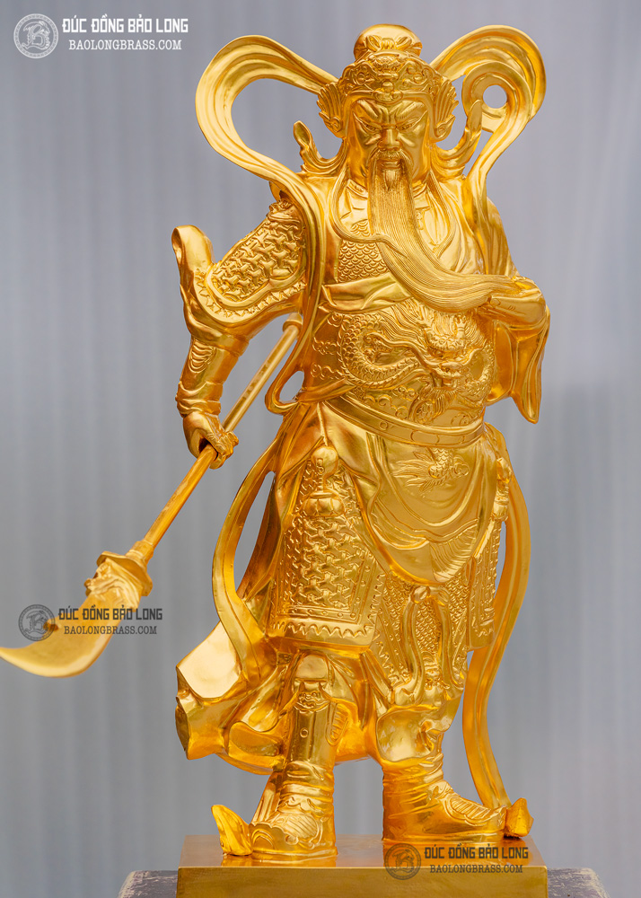 tượng quan công đồng đỏ dát vàng 9999 cao 69cm mẫu mới