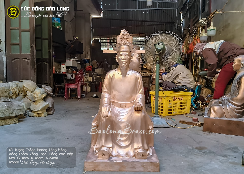 tượng Thành Hoàng Làng khảm Tam khí 97cm