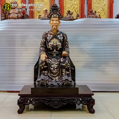 Tượng Thành Hoàng Làng Bằng Đồng Khảm Tam Khí Vàng Bạc Cao 97cm