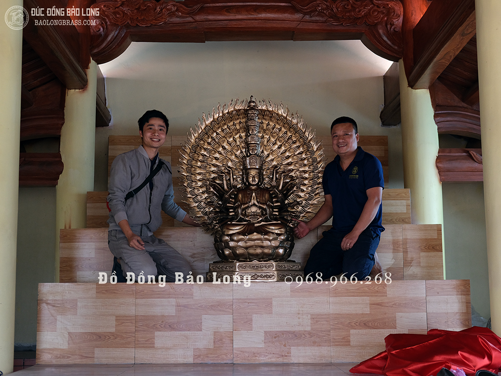 Tượng Phật Bà Nghìn Mắt Nghìn Tay bằng đồng đỏ cao 1m27