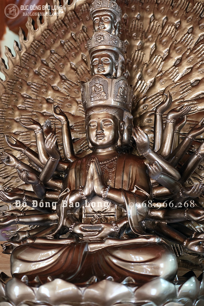 Tượng Phật Bà Nghìn Mắt Nghìn Tay Bằng Đồng Đỏ Cao 1m27