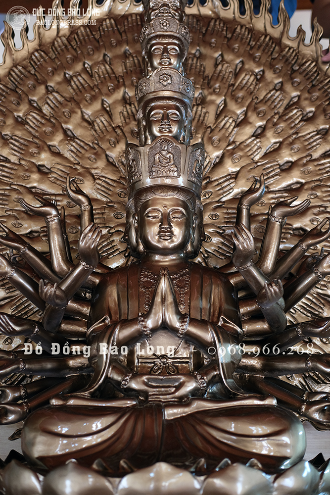 Tượng Phật Bà Nghìn Mắt Nghìn Tay Bằng Đồng Đỏ Cao 1m27