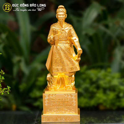 Tượng Trần Hưng Đạo Bằng Đồng Cao 48cm Thếp Vàng 9999 - THD018