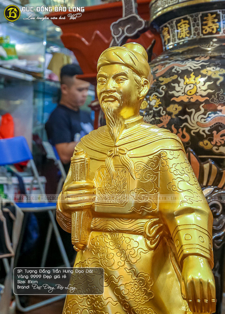 tượng Trần Hưng Đạo Dát vàng 9999 cao 81cm