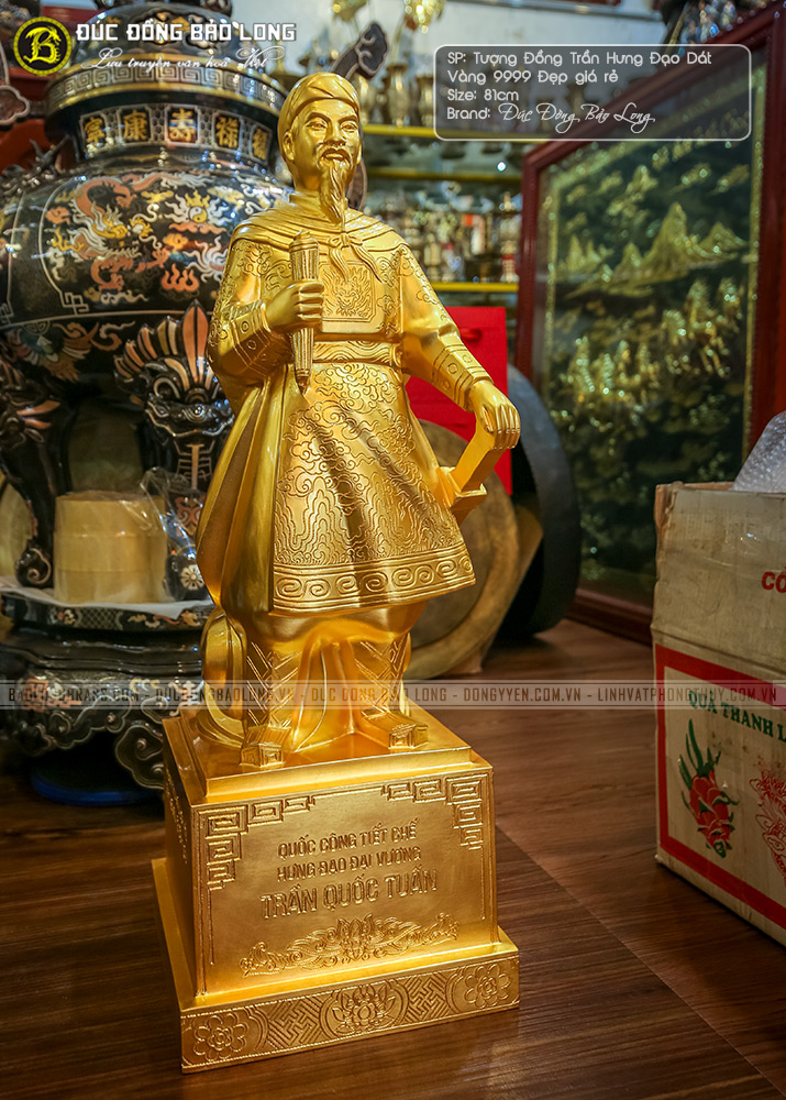 tượng trần hưng đạo cao 81cm dát vàng 9999 cho khách hà nội 