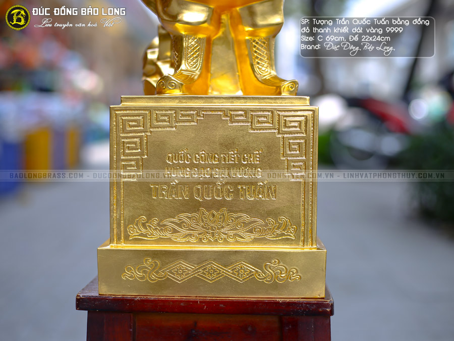 Tượng Trần Hưng Đạo Bằng Đồng Cao 69cm Dát Vàng 9999
