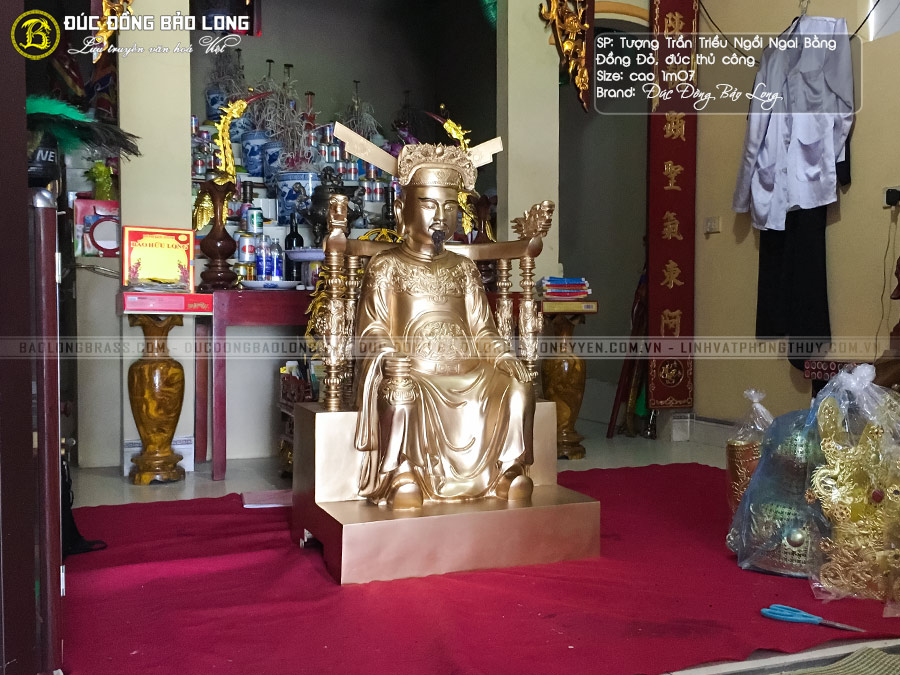 tượng Đức Thánh Trần ngồi ngai 1m07 bằng đồng đỏ