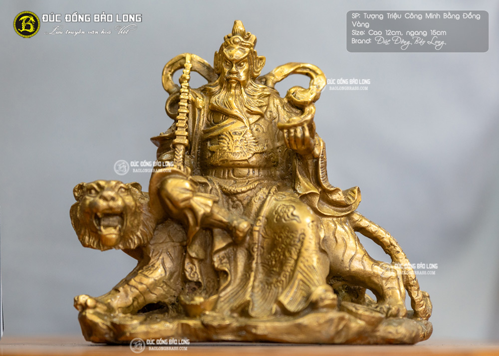 tượng Triệu Công Minh cưỡi hổ bằng đồng cao 12cm