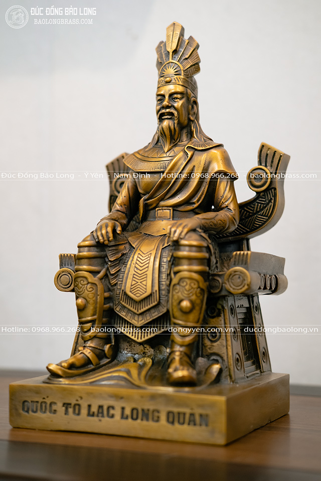 Tượng Quốc Tổ Lạc Long Quân bằng đồng vàng cao 28cm thích hợp trang trí trong nhiều không gian