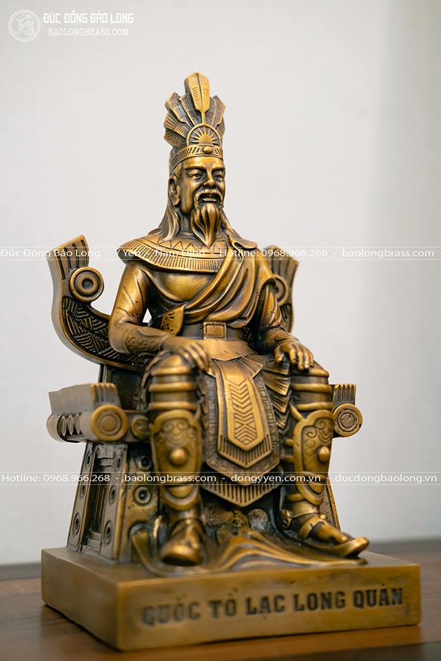Tượng Quốc Tổ Lạc Long Quân bằng đồng vàng cao 28cm