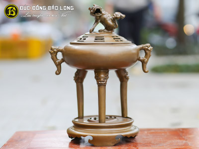 Lư Đốt Trầm Tai Cui Chân Tịnh Bằng Đồng Cao 40cm